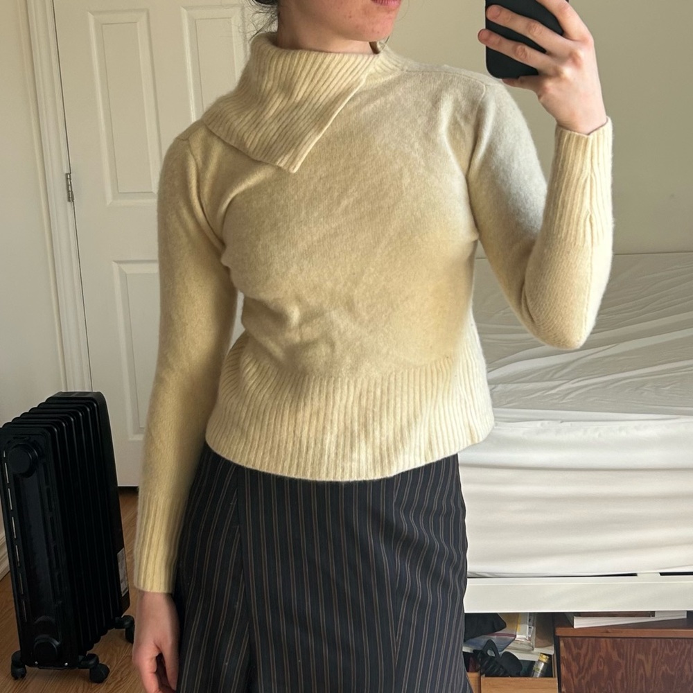 Cream Cashmere Turtleneck Sweater